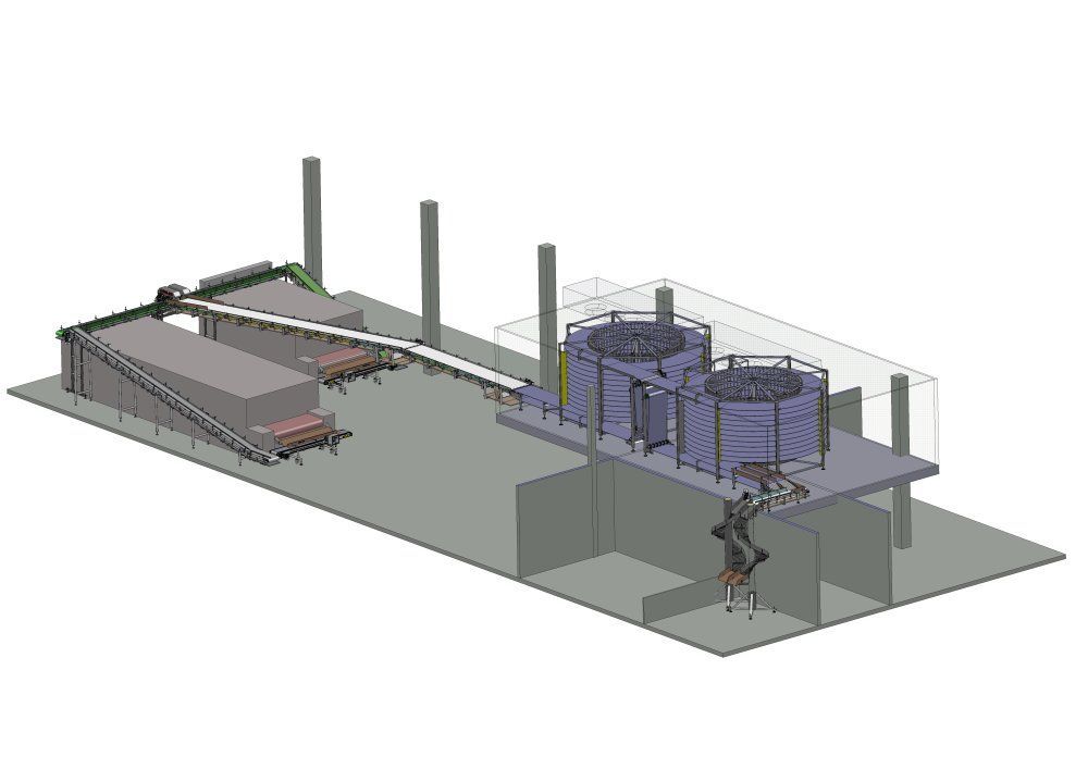 Линия охлаждения и упаковки хлеба